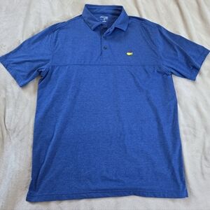 Masters Tech Men's Blue Polo with Yellow Logo Tee Short Sleeve Size LARGE